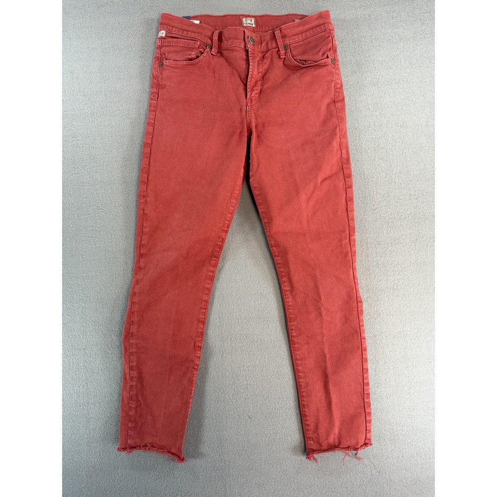 Citizens Of Humanity Thompson Jeans Womens‎ 27 Red Mid Rise Cropped Skinny Denim